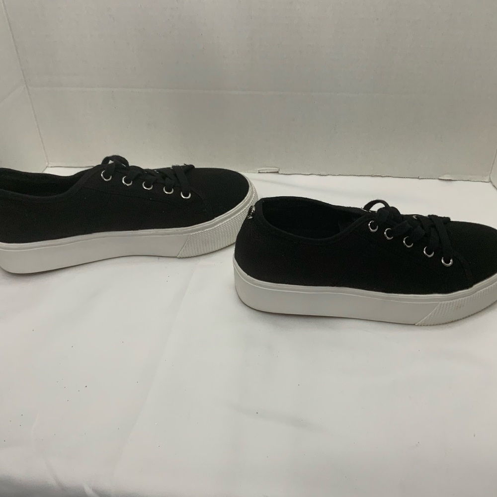 Steve Madden Black Platform Sneakers Shoes - Picture 5 of 12